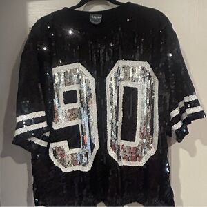 ARULA Black Sequin Top with Silver Accents B 18 20
